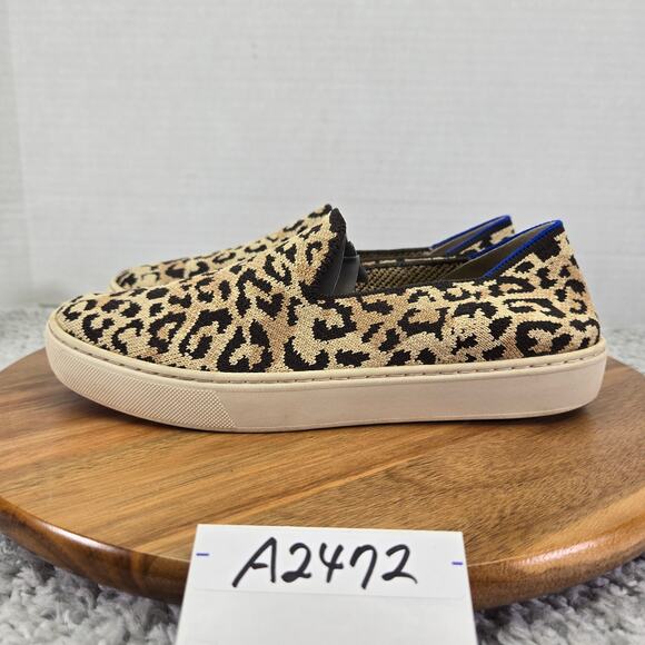 Rothy's The Original Slip On Sneaker Little Desert Cat Leopard Print Women 7 - Picture 1 of 15